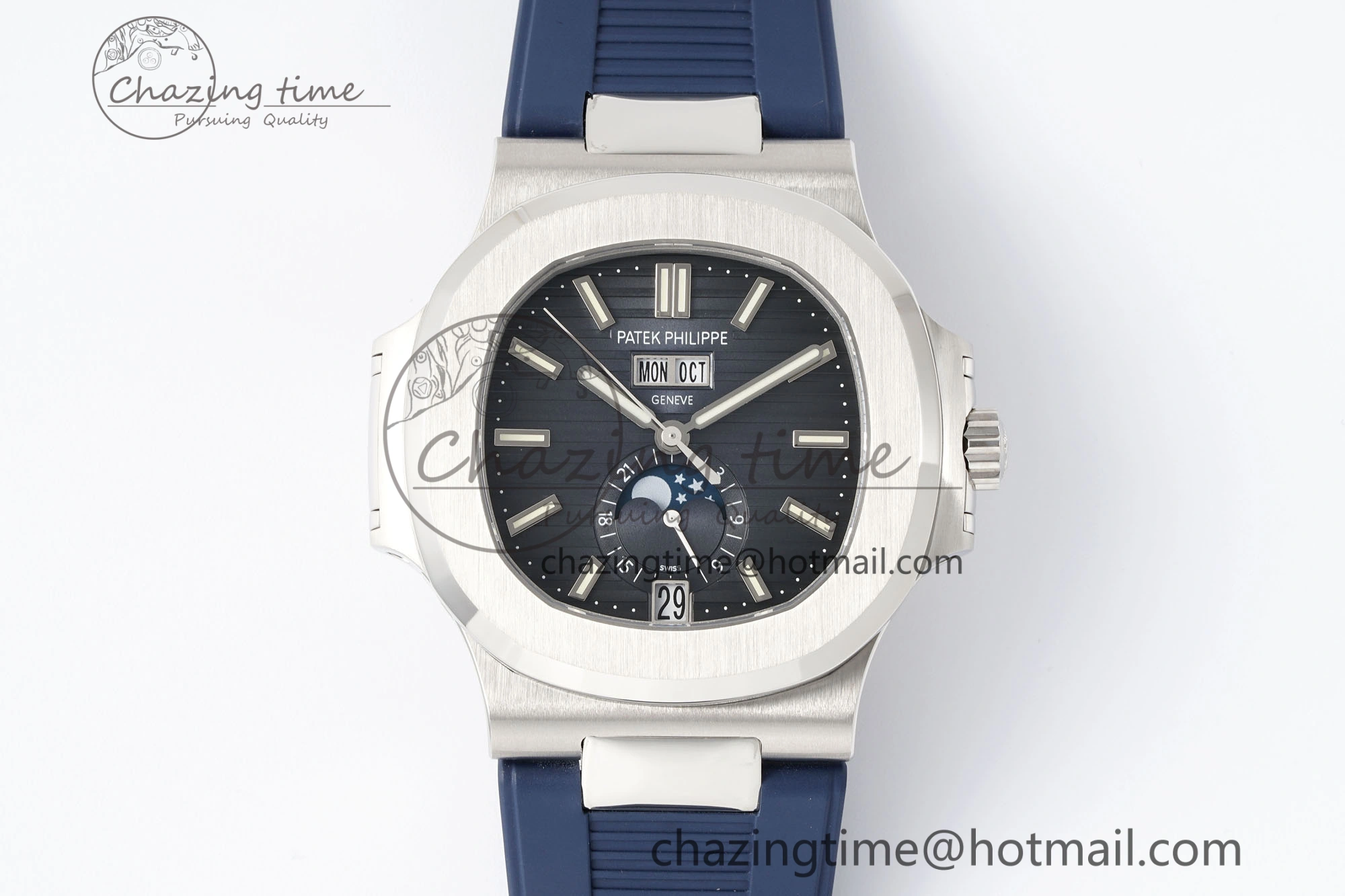 Nautilus 5726 Complicated SS PPF 1:1 Best Edition Blue Textured Dial on Blue Rubber Strap A324