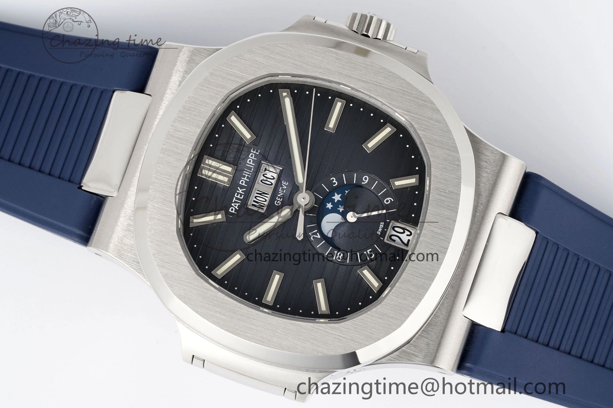 Nautilus 5726 Complicated SS PPF 1:1 Best Edition Blue Textured Dial on Blue Rubber Strap A324