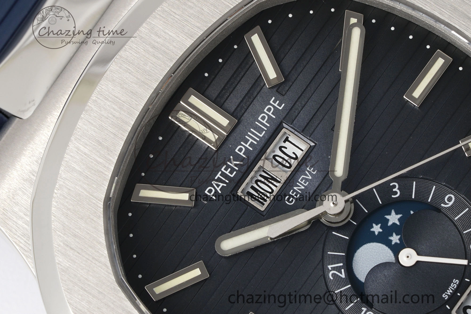 Nautilus 5726 Complicated SS PPF 1:1 Best Edition Blue Textured Dial on Blue Rubber Strap A324