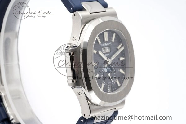 Nautilus 5726 Complicated SS PPF 1:1 Best Edition Blue Textured Dial on Blue Rubber Strap A324