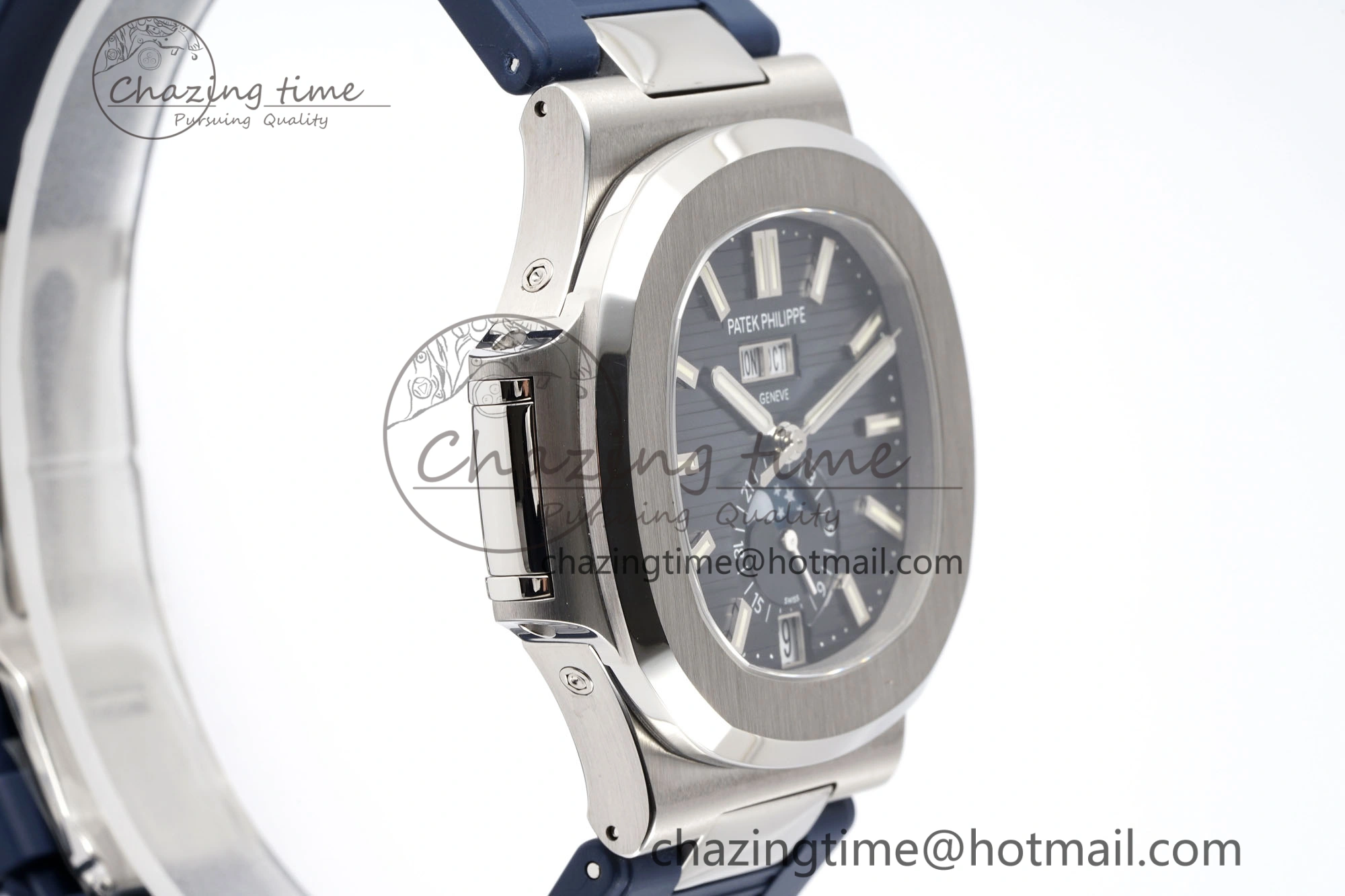 Nautilus 5726 Complicated SS PPF 1:1 Best Edition Blue Textured Dial on Blue Rubber Strap A324
