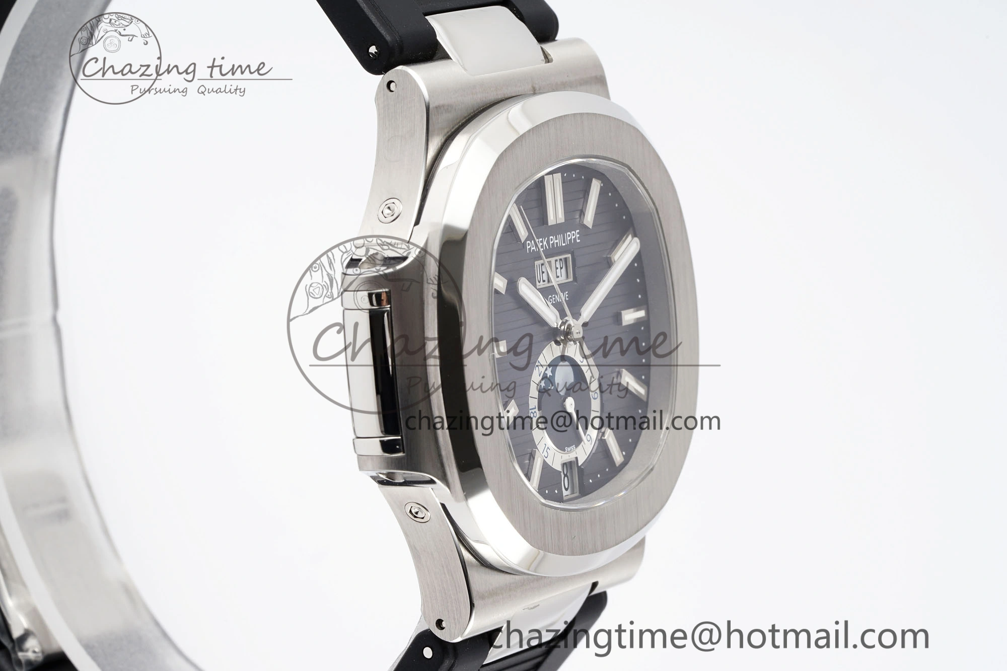 Nautilus 5726 Complicated SS PPF 1:1 Best Edition Gray Textured Dial on Black Rubber Strap A324
