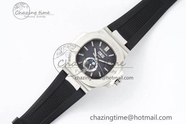 Nautilus 5726 Complicated SS PPF 1:1 Best Edition Gray Textured Dial on Black Rubber Strap A324