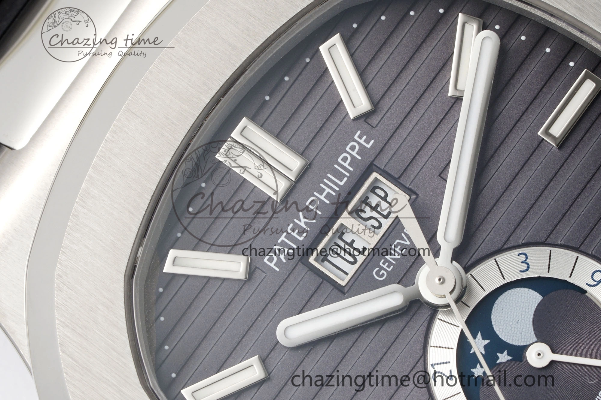 Nautilus 5726 Complicated SS PPF 1:1 Best Edition Gray Textured Dial on Black Rubber Strap A324