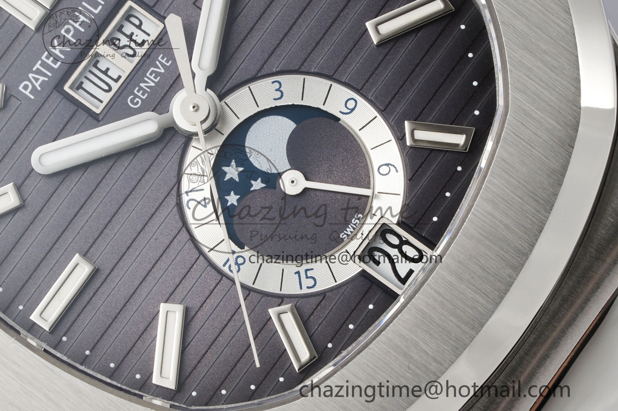 Nautilus 5726 Complicated SS PPF 1:1 Best Edition Gray Textured Dial on Black Rubber Strap A324