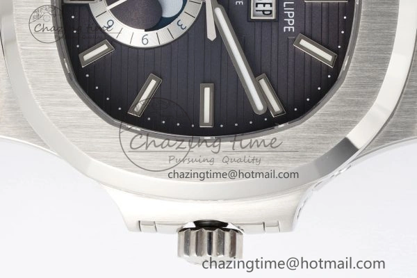 Nautilus 5726 Complicated SS PPF 1:1 Best Edition Gray Textured Dial on Black Rubber Strap A324