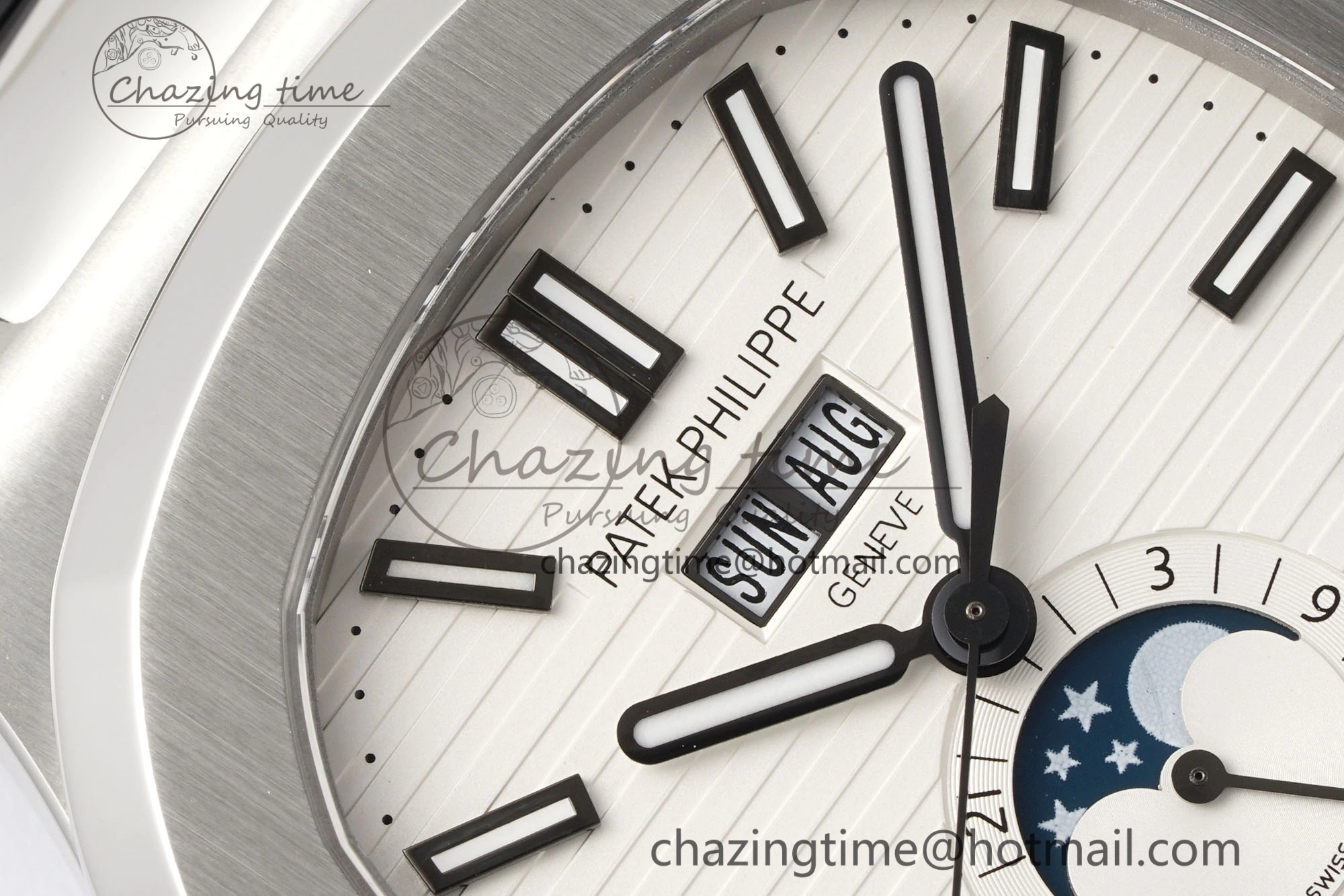 Nautilus 5726 Complicated SS PPF 1:1 Best Edition White Textured Dial on Black Rubber Strap A324