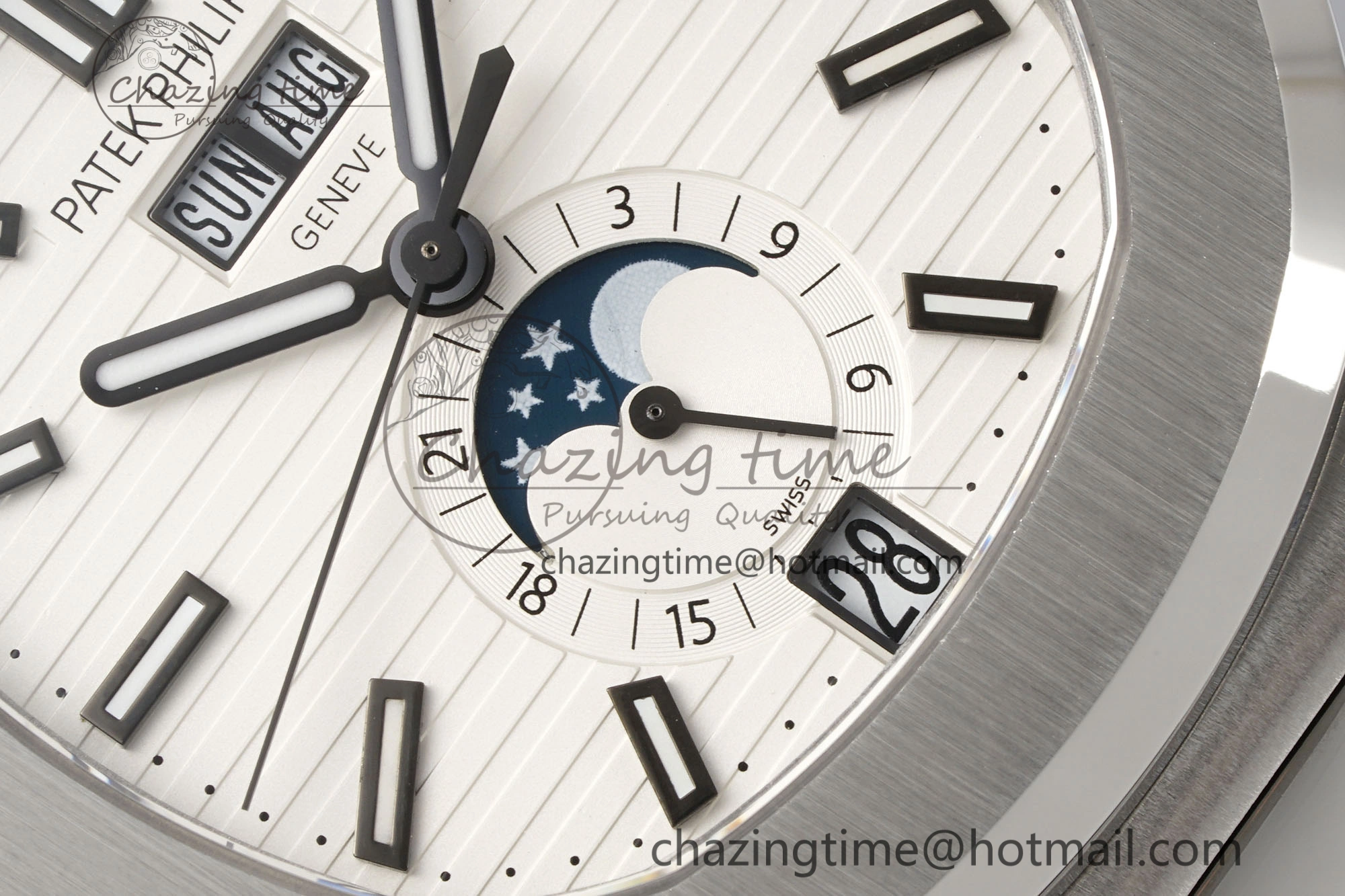 Nautilus 5726 Complicated SS PPF 1:1 Best Edition White Textured Dial on Black Rubber Strap A324