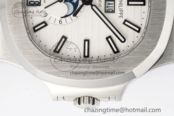 Nautilus 5726 Complicated SS PPF 1:1 Best Edition White Textured Dial on Black Rubber Strap A324