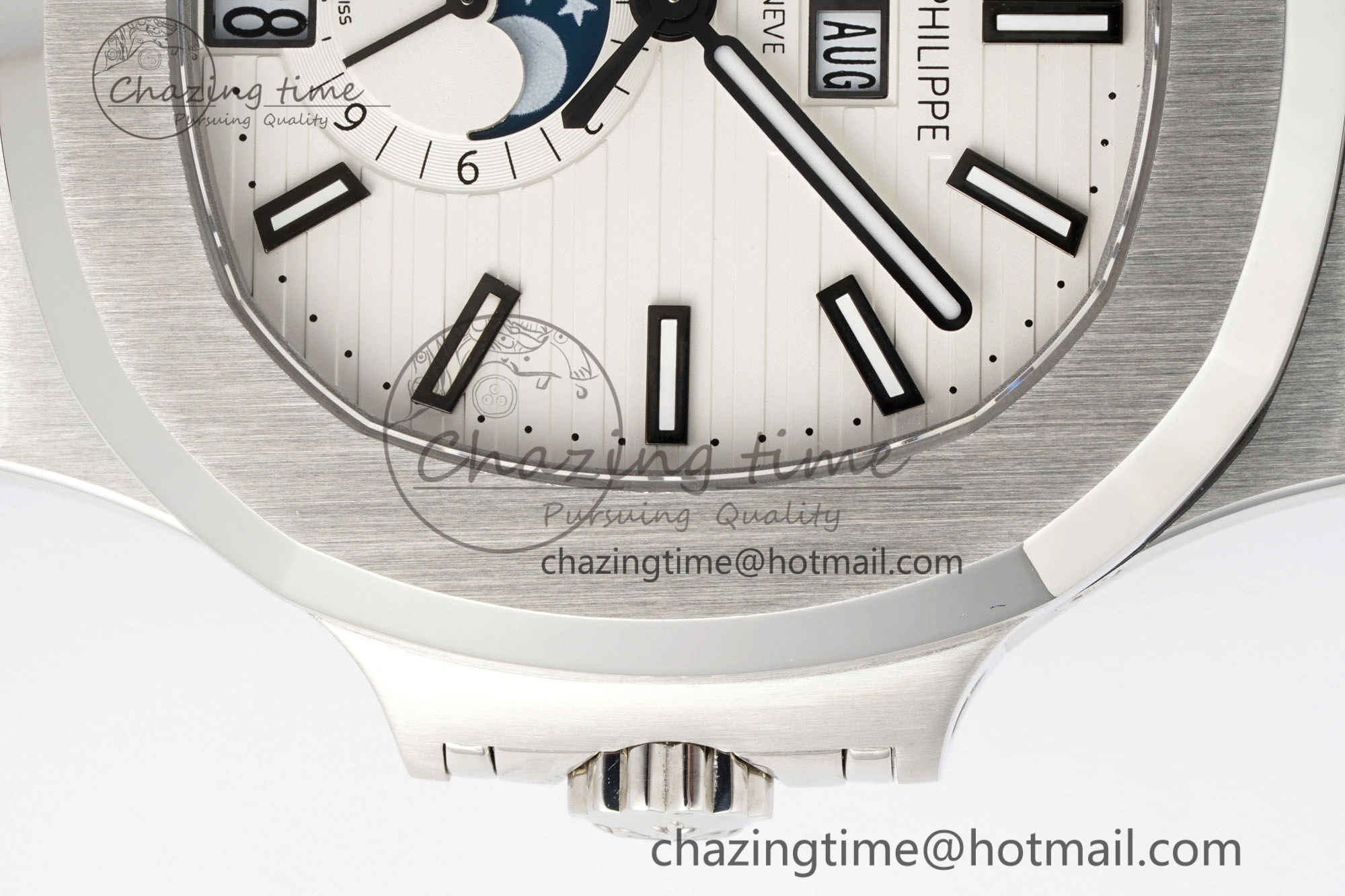 Nautilus 5726 Complicated SS PPF 1:1 Best Edition White Textured Dial on Black Rubber Strap A324