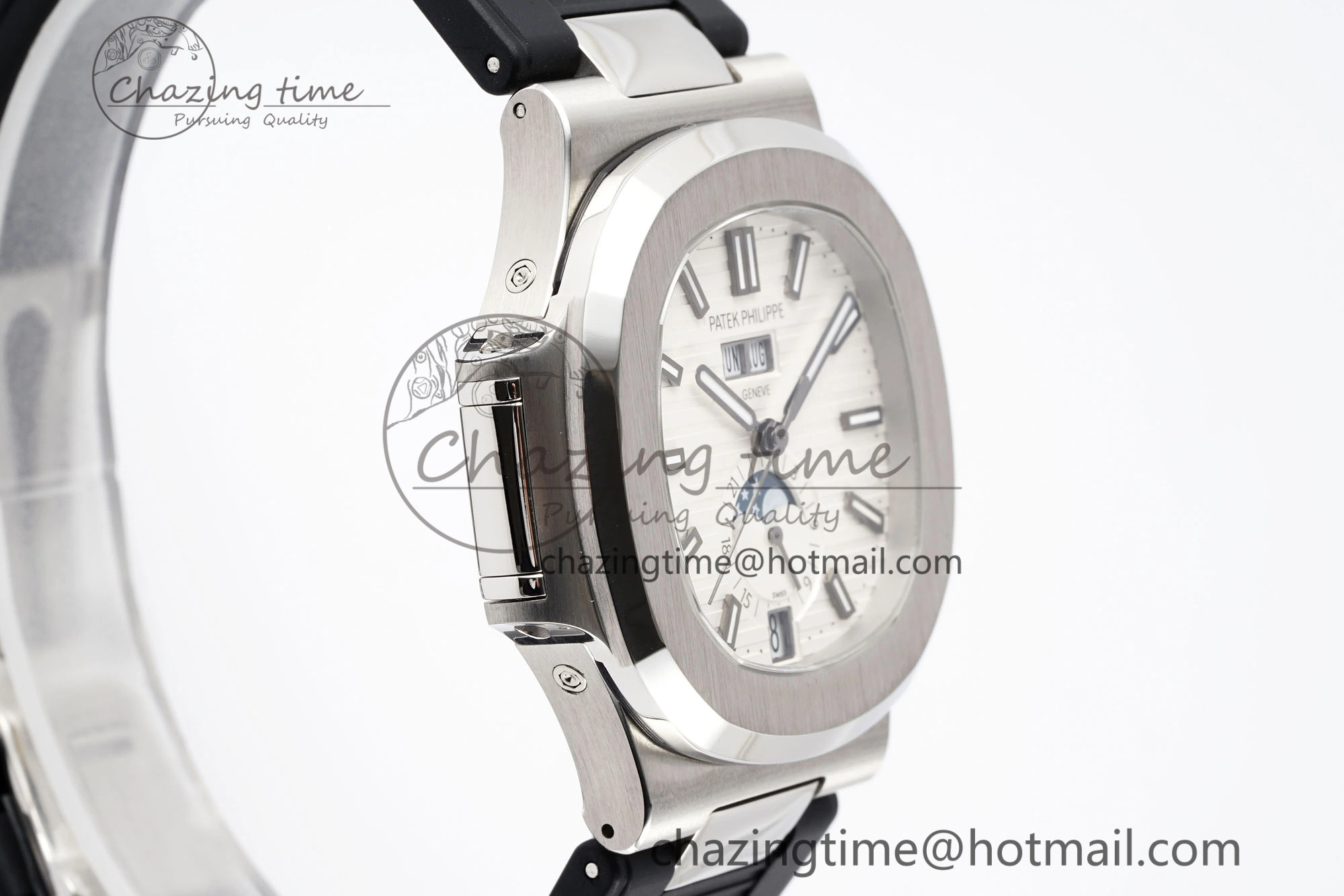 Nautilus 5726 Complicated SS PPF 1:1 Best Edition White Textured Dial on Black Rubber Strap A324