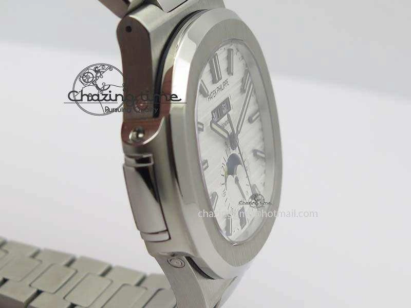Nautilus 5726 Complicated SS White Textured Dial On SS Bracelet A324