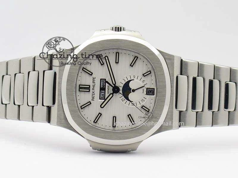 Nautilus 5726 Complicated SS White Textured Dial On SS Bracelet A324