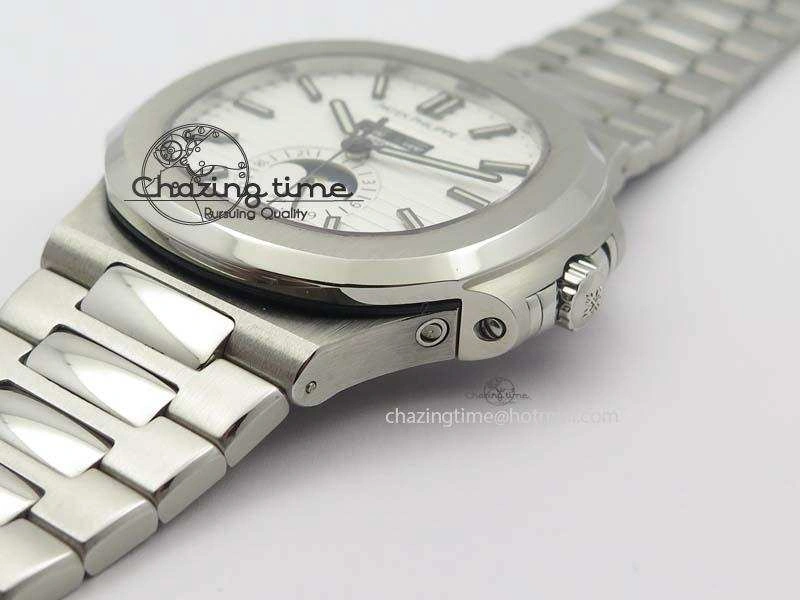 Nautilus 5726 Complicated SS White Textured Dial On SS Bracelet A324