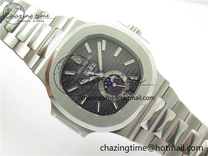 Nautilus 5726 Full Function SS PPF 1:1 Best Edition Gray Dial on SS Bracelet A324