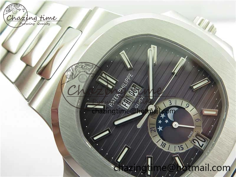 Nautilus 5726 Full Function SS PPF 1:1 Best Edition Gray Dial on SS Bracelet A324