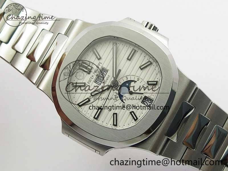 Nautilus 5726 Full Function SS PPF 1:1 Best Edition White Dial on SS Bracelet A324