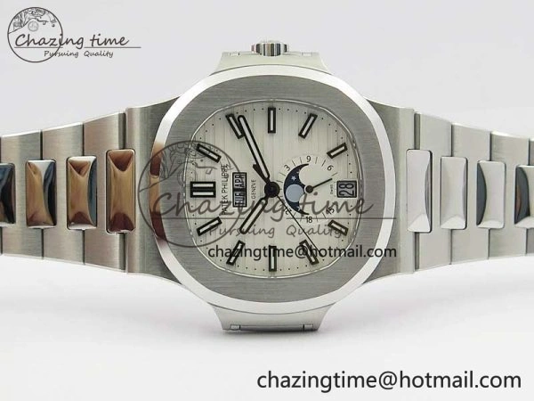Nautilus 5726 Full Function SS PPF 1:1 Best Edition White Dial on SS Bracelet A324