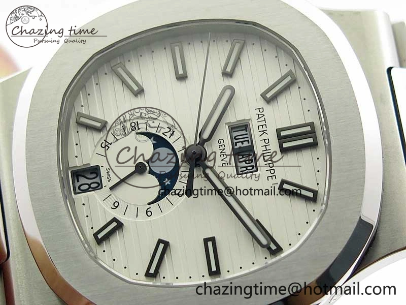 Nautilus 5726 Full Function SS PPF 1:1 Best Edition White Dial on SS Bracelet A324