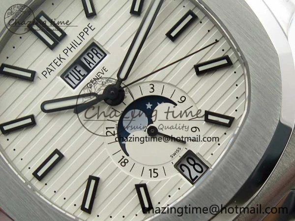 Nautilus 5726 Full Function SS PPF 1:1 Best Edition White Dial on SS Bracelet A324