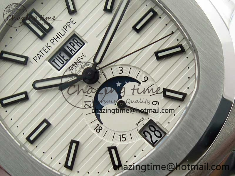 Nautilus 5726 Full Function SS PPF 1:1 Best Edition White Dial on SS Bracelet A324