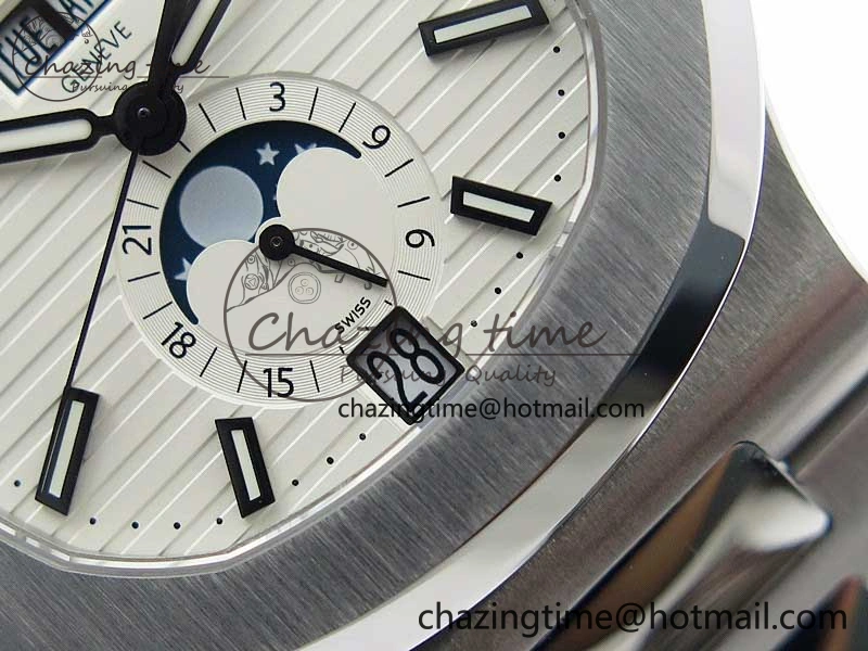 Nautilus 5726 Full Function SS PPF 1:1 Best Edition White Dial on SS Bracelet A324