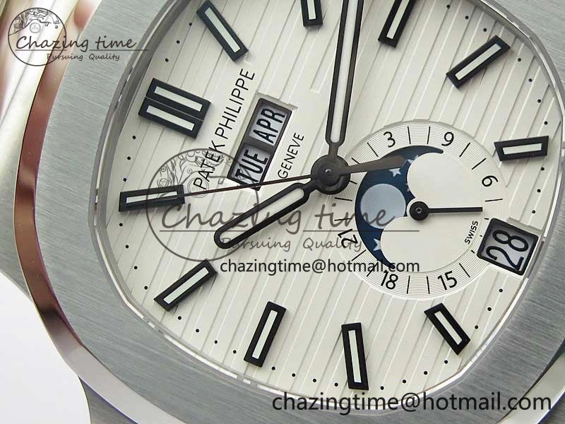 Nautilus 5726 Full Function SS PPF 1:1 Best Edition White Dial on SS Bracelet A324