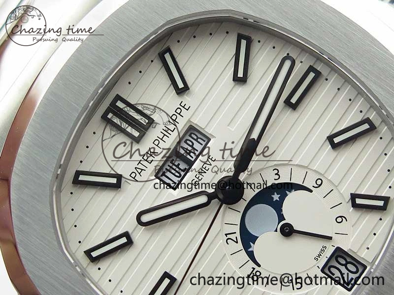 Nautilus 5726 Full Function SS PPF 1:1 Best Edition White Dial on SS Bracelet A324