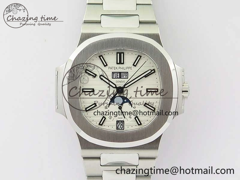 Nautilus 5726 Full Function SS PPF 1:1 Best Edition White Dial on SS Bracelet A324