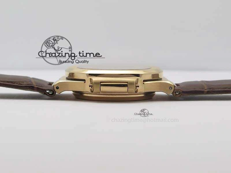 Nautilus 5726 Moonphase RG Black Dial On Brown Leather Strap A324
