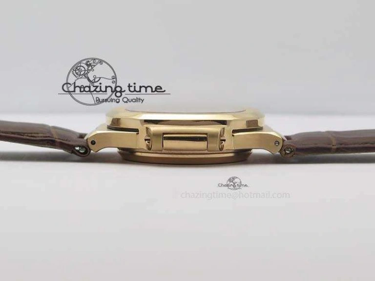 Nautilus 5726 Moonphase RG White Dial On Brown Leather Strap A324