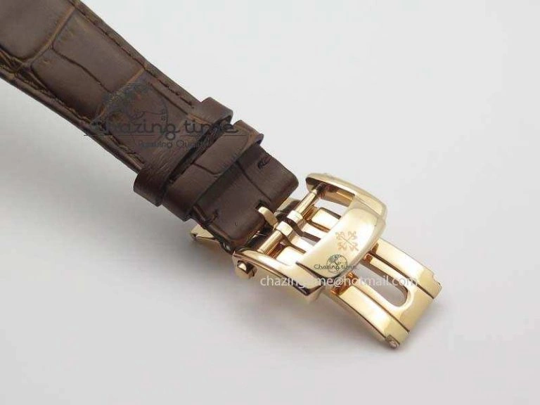 Nautilus 5726 Moonphase RG White Dial On Brown Leather Strap A324