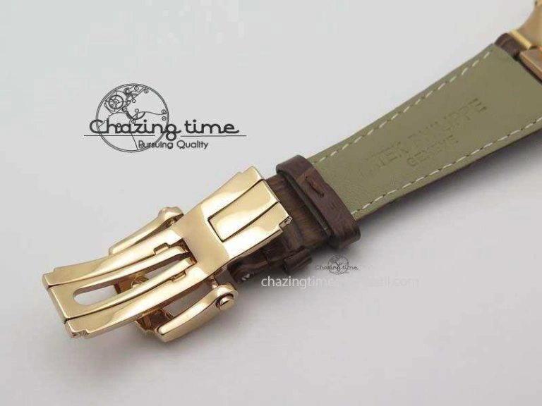Nautilus 5726 Moonphase RG White Dial On Brown Leather Strap A324