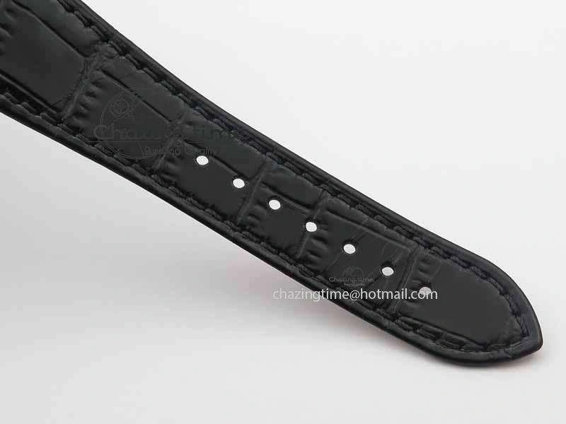 Nautilus 5726 Moonphase SS Black Textured Dial On Black Leather Strap