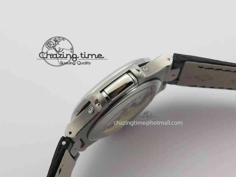 Nautilus 5726 Moonphase SS Gray Textured Dial On Black Leather Strap