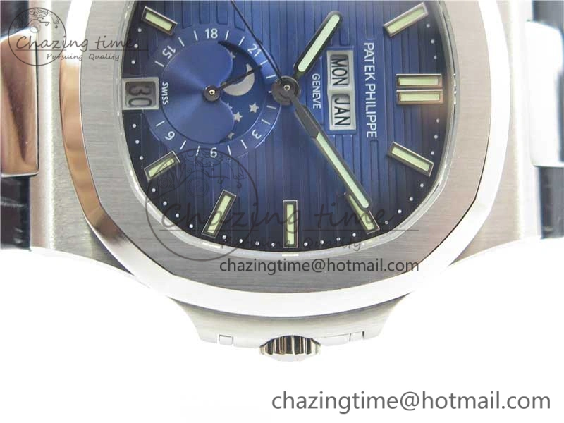Nautilus 5726 PF Best Edition Blue Dial Working Annual Calendar On Black Croco Leather Strap A.324