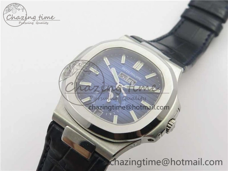 Nautilus 5726 PF Best Edition Blue Dial Working Annual Calendar On Black Croco Leather Strap A.324