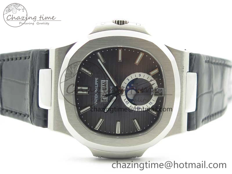 Nautilus 5726 PF Best Edition Gray Dial Working Annual Calendar On Black Croco Leather Strap A.324