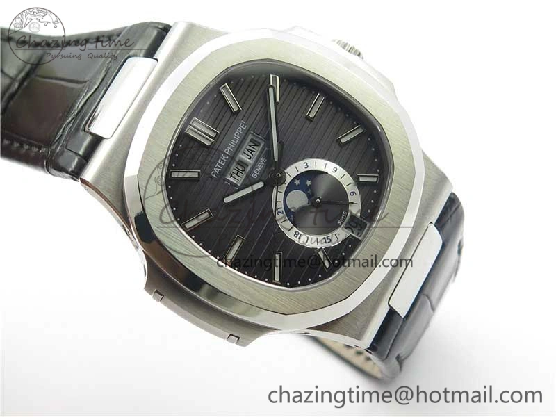 Nautilus 5726 PF Best Edition Gray Dial Working Annual Calendar On Black Croco Leather Strap A.324