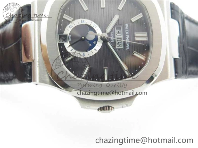 Nautilus 5726 PF Best Edition Gray Dial Working Annual Calendar On Black Croco Leather Strap A.324