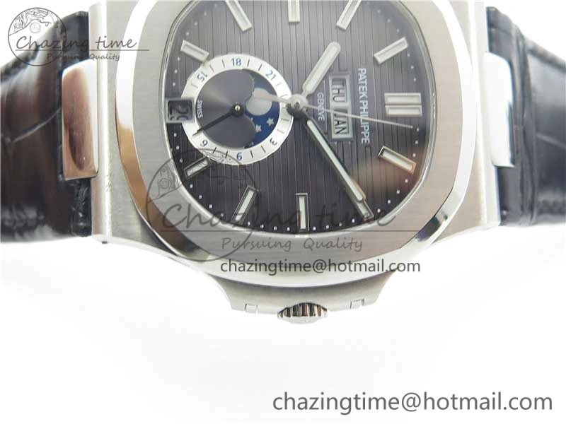 Nautilus 5726 PF Best Edition Gray Dial Working Annual Calendar On Black Croco Leather Strap A.324