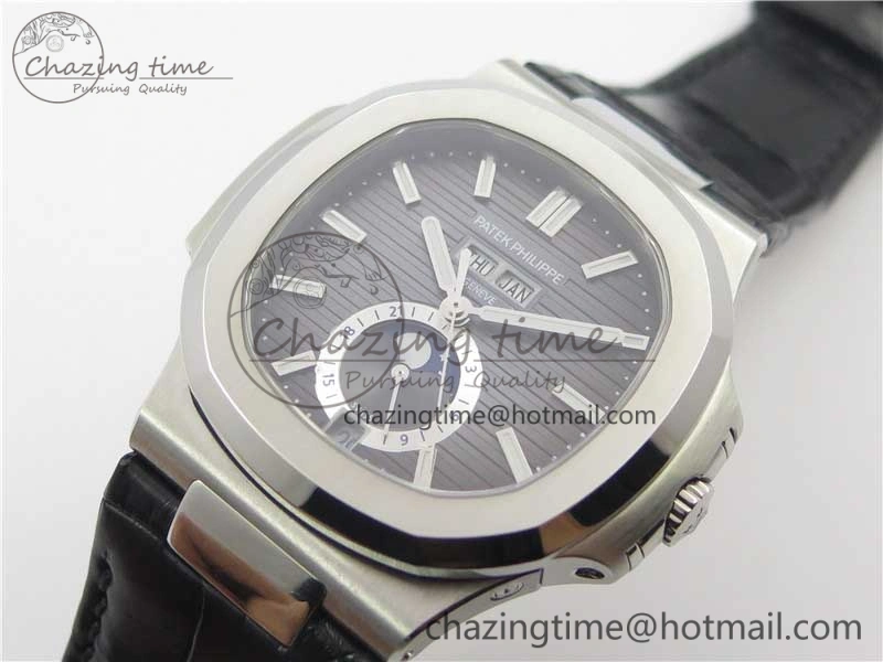 Nautilus 5726 PF Best Edition Gray Dial Working Annual Calendar On Black Croco Leather Strap A.324