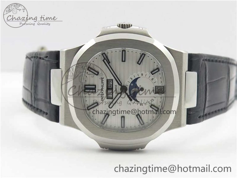 Nautilus 5726 PF Best Edition White Dial Working Annual Calendar On Black Croco Leather Strap A.324