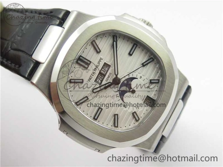 Nautilus 5726 PF Best Edition White Dial Working Annual Calendar On Black Croco Leather Strap A.324