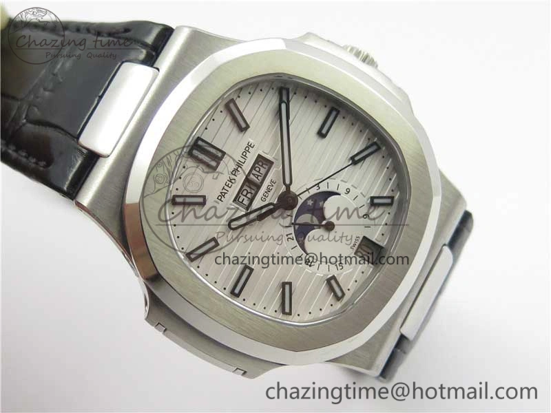Nautilus 5726 PF Best Edition White Dial Working Annual Calendar On Black Croco Leather Strap A.324