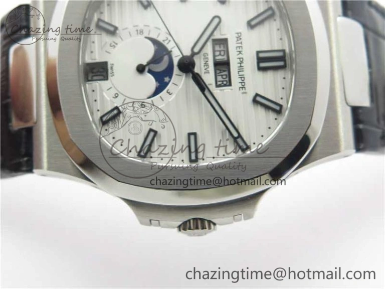 Nautilus 5726 PF Best Edition White Dial Working Annual Calendar On Black Croco Leather Strap A.324