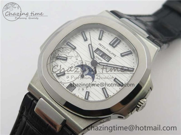 Nautilus 5726 PF Best Edition White Dial Working Annual Calendar On Black Croco Leather Strap A.324