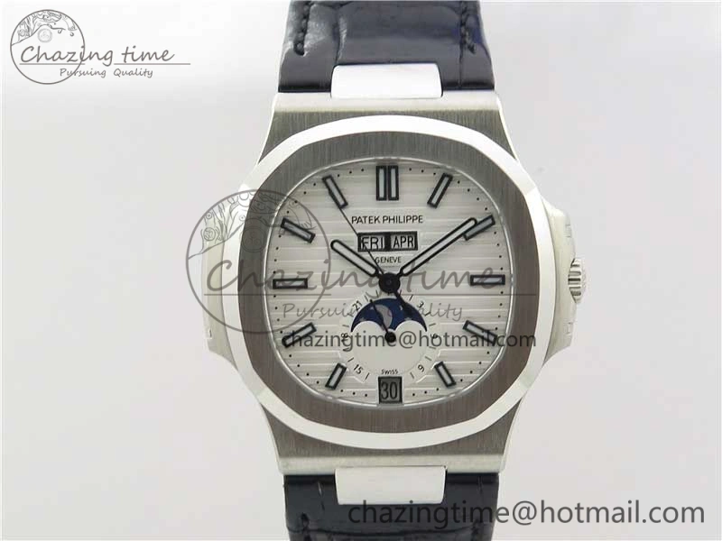 Nautilus 5726 PF Best Edition White Dial Working Annual Calendar On Black Croco Leather Strap A.324