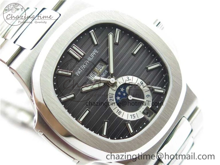 Nautilus 5726 V9F Best Edition Black Dial Working Annual Calendar SS Bracelet A.324