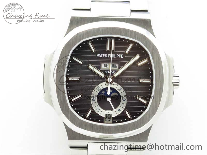 Nautilus 5726 V9F Best Edition Black Dial Working Annual Calendar SS Bracelet A.324